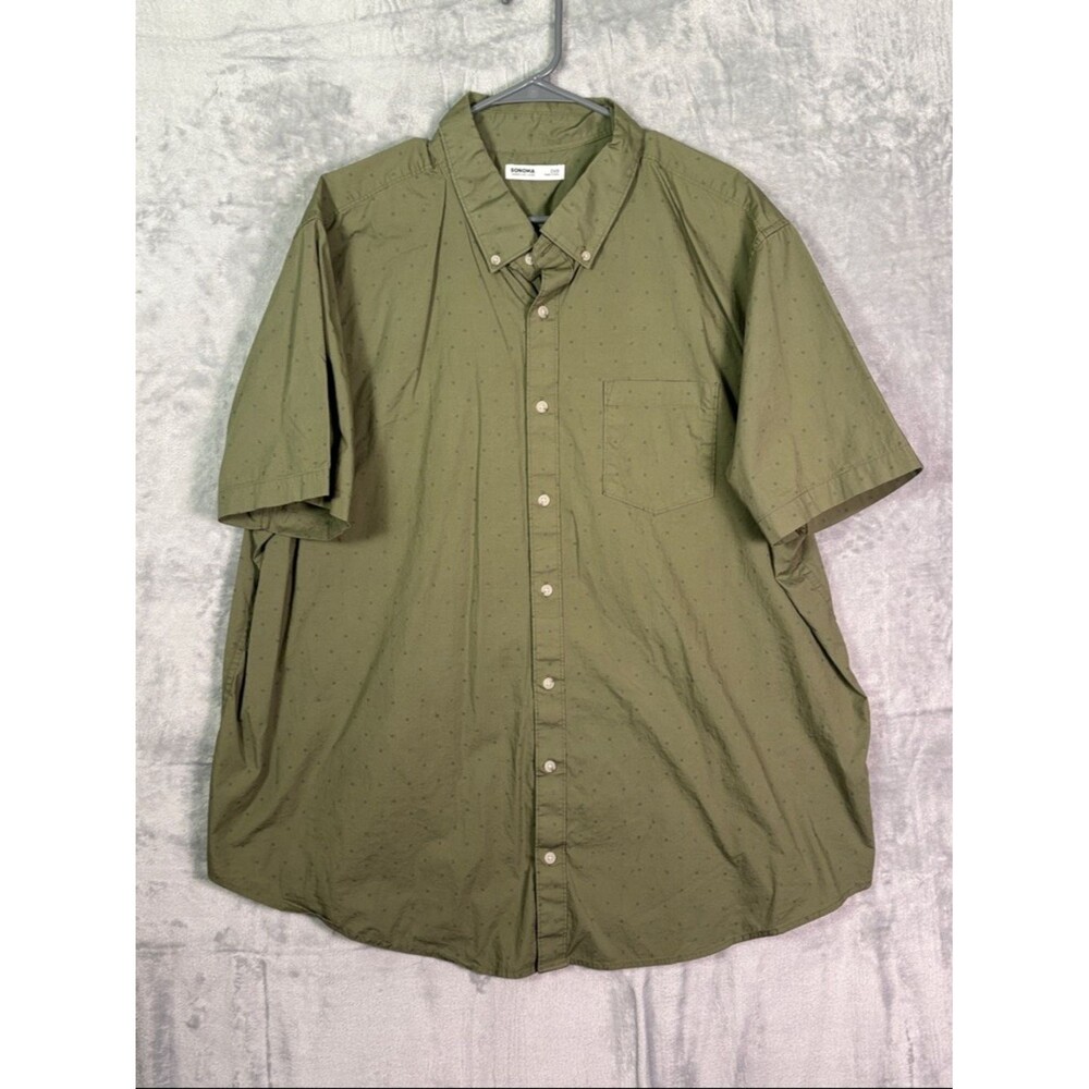 Sonoma Men’s Green Patterned Button Up Short Sleeved Shirt Size 2XB